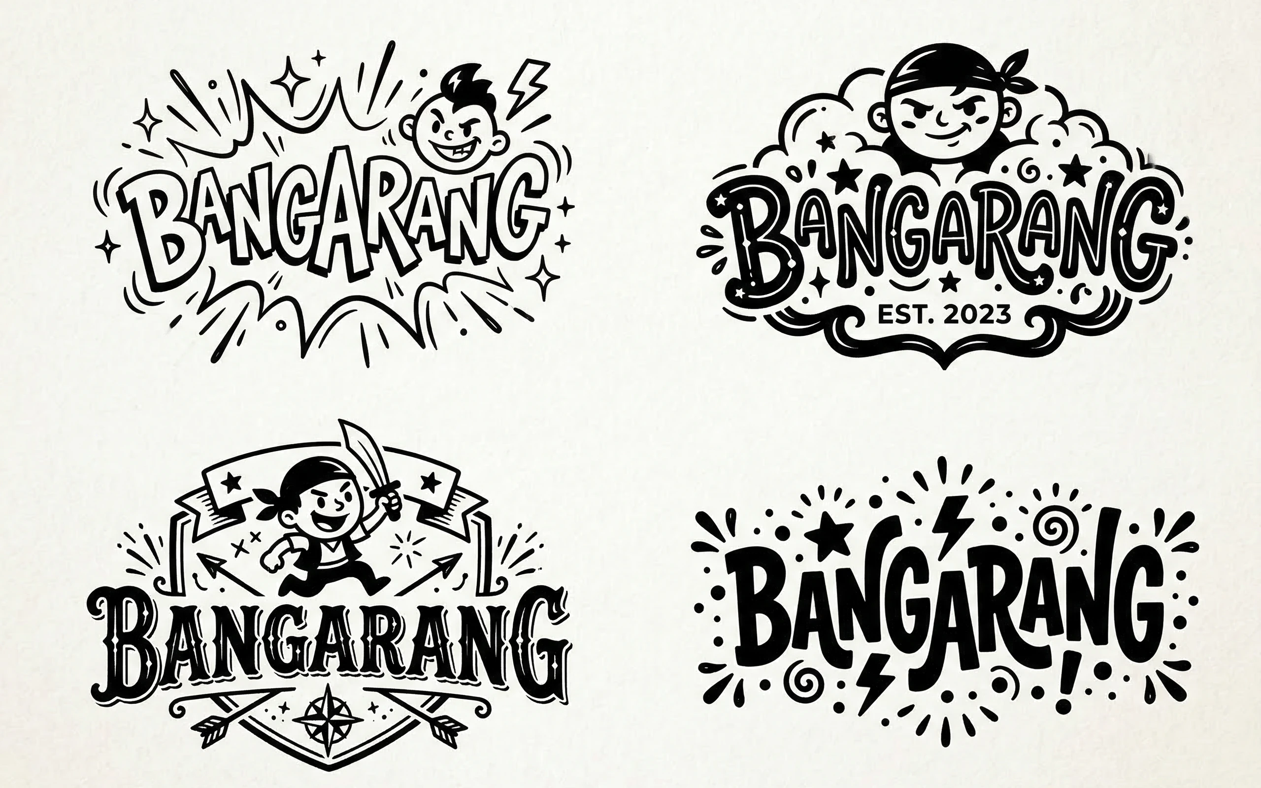 Creative Black and White Bangarang Logo Designs