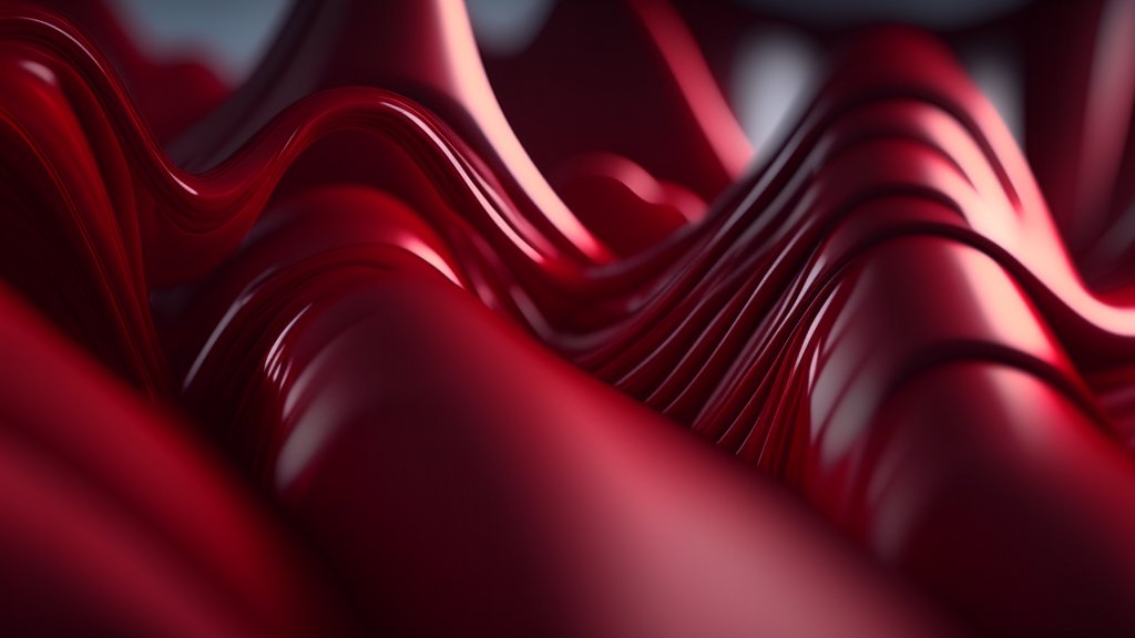 Crimson Tide Abstract Waves in High Gloss