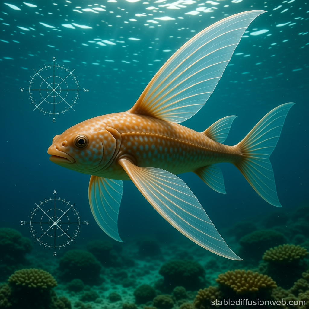 Crystal Finned Batipelagic Fish in Deep Ocean