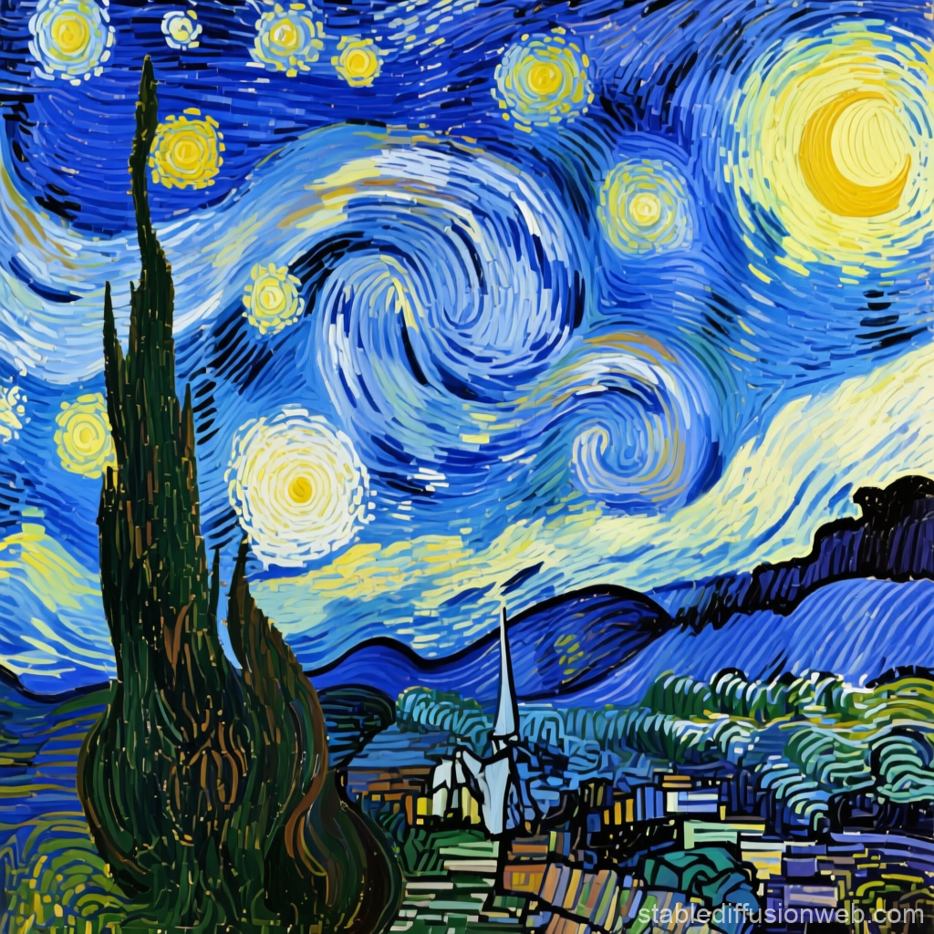 Cubist Interpretation of Starry Night