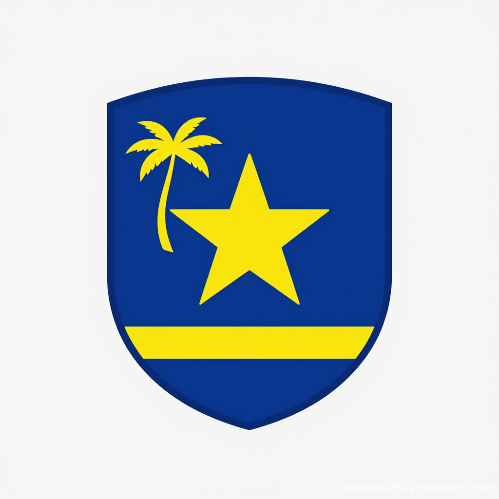 Curacao Football Crest with Yellow Star and Palm Tree
