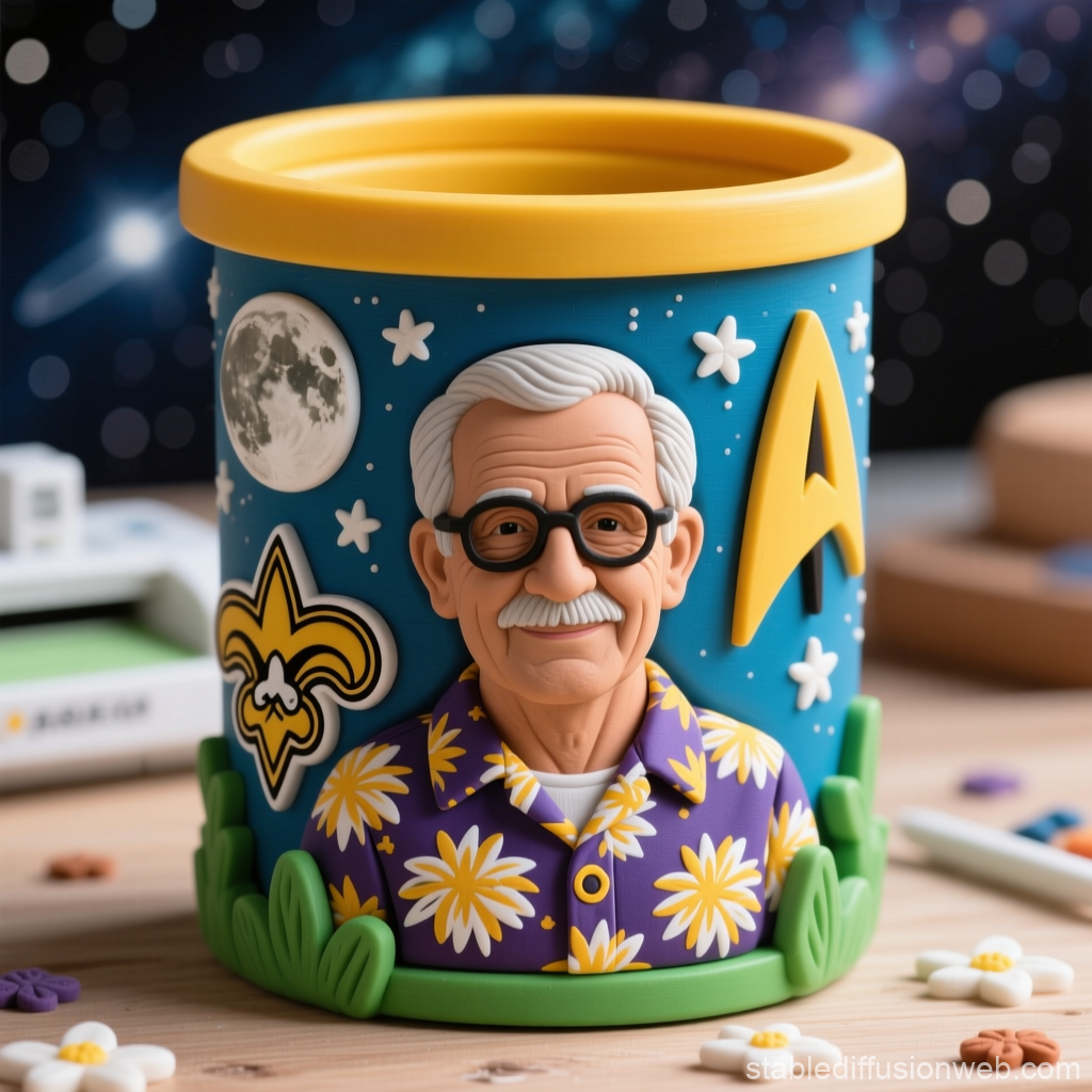 Custom Sci-Fi Clay Urn Featuring Iconic Elderly Man