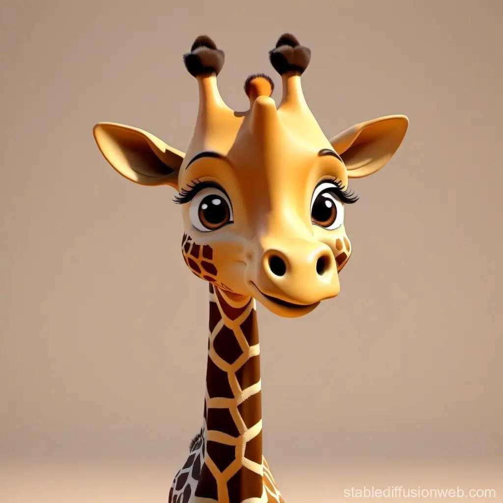 Cute 3D Rendered Cartoon Giraffe with Big Eyes