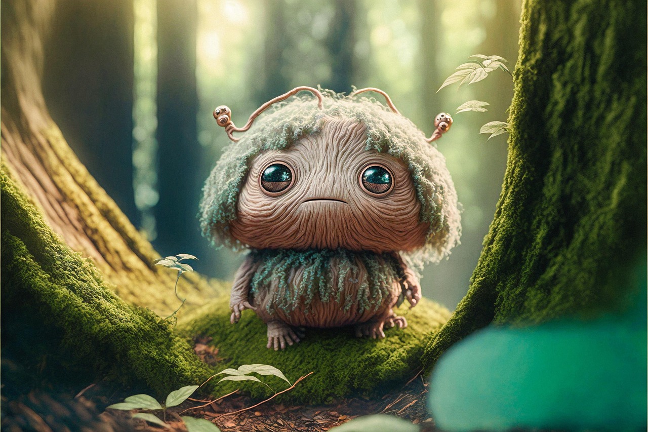 Cute Alien Creature in Enchanted Forest