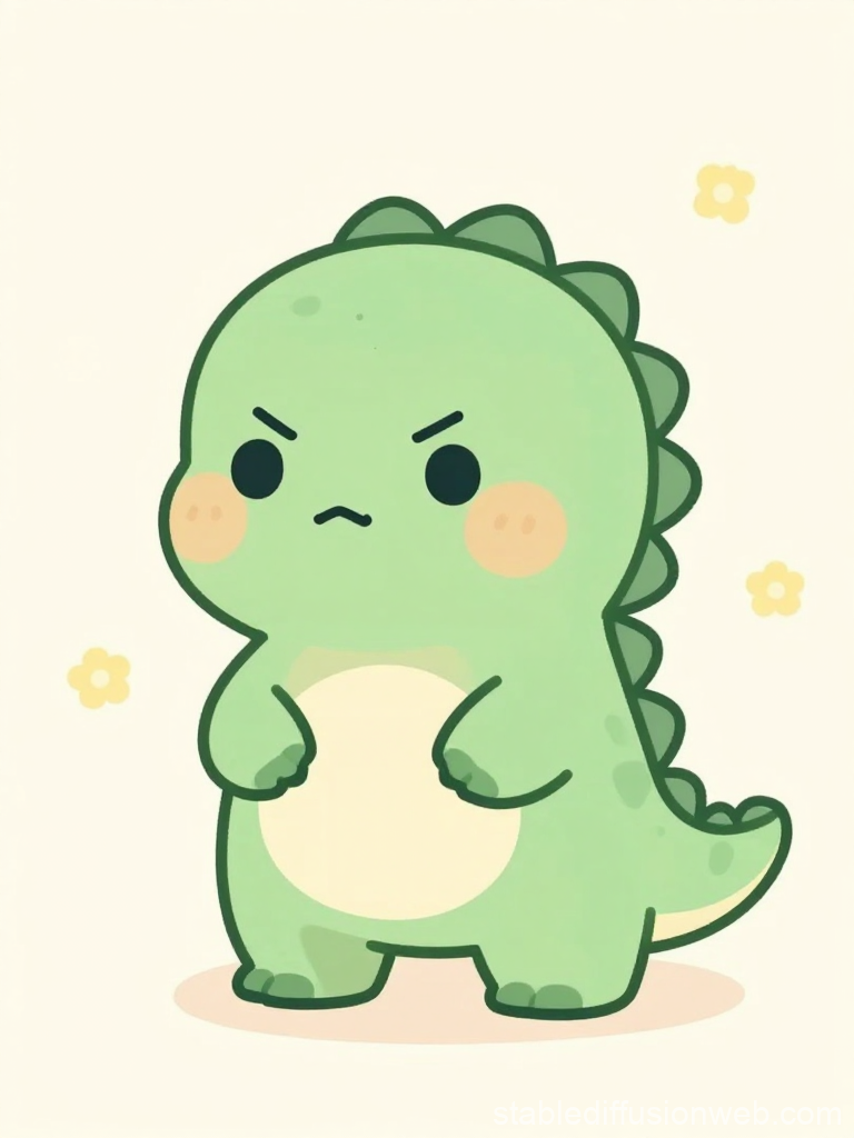 Cute Angry Cartoon Dinosaur