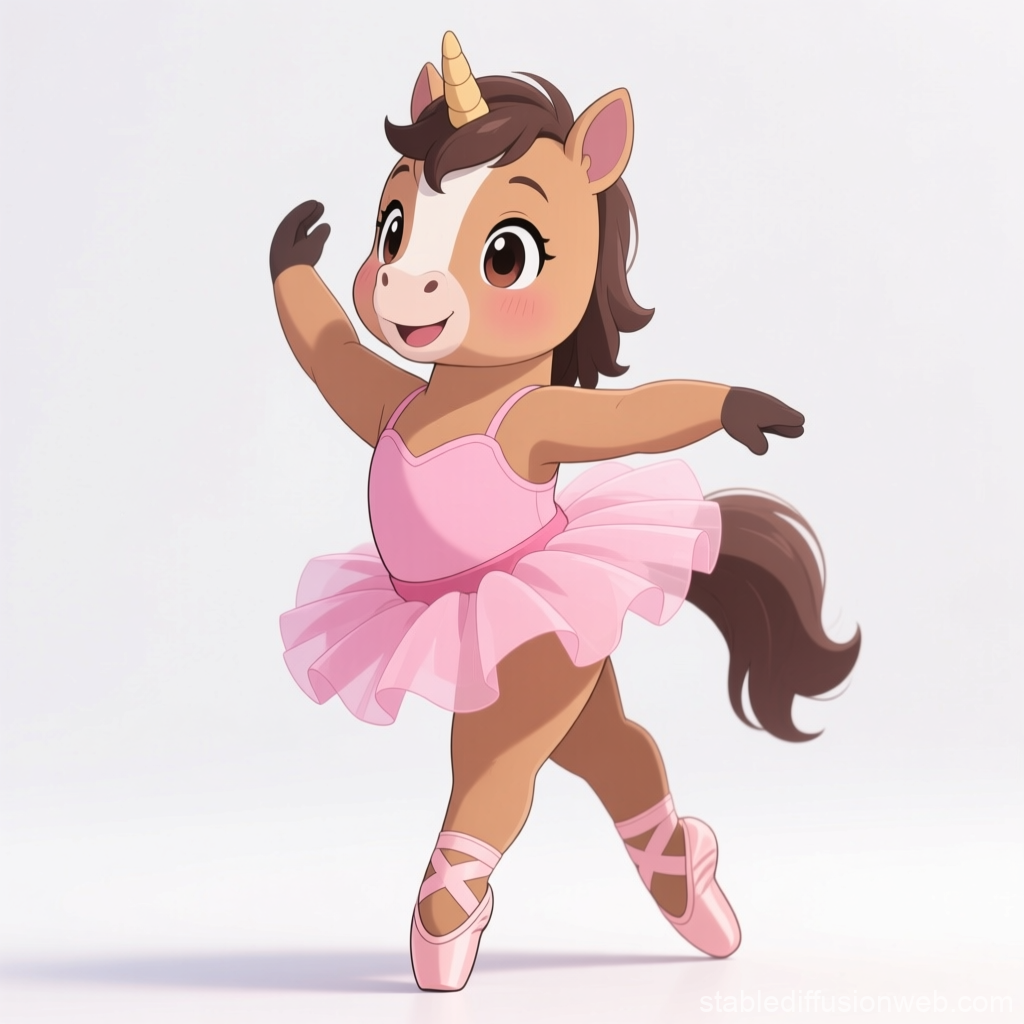Cute Baby Unicorn Dancing Ballet in Pink Tutu