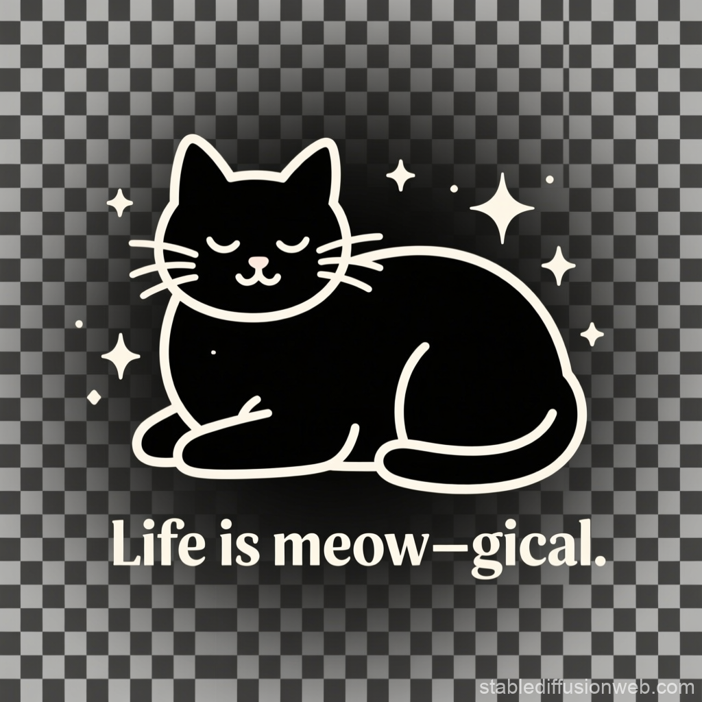 Cute Black Cat with Magical Sparkles and Pun