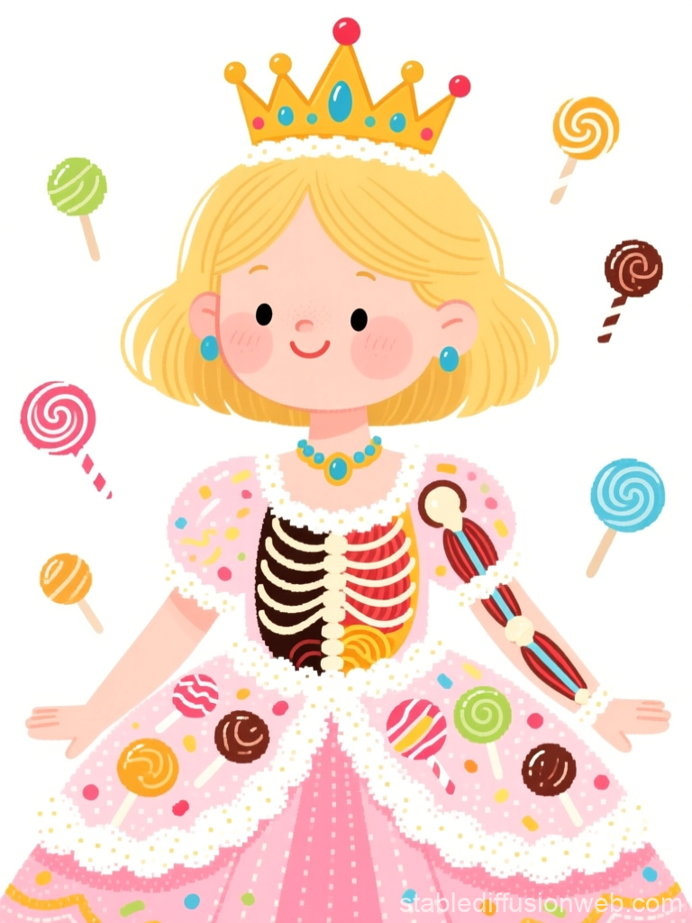 Cute Blonde Candy Queen with Anatomical Details