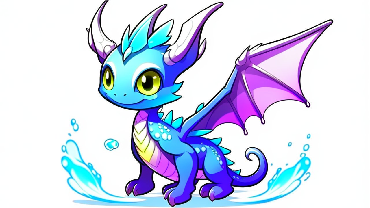 Cute Blue Baby Dragon Cartoon Illustration