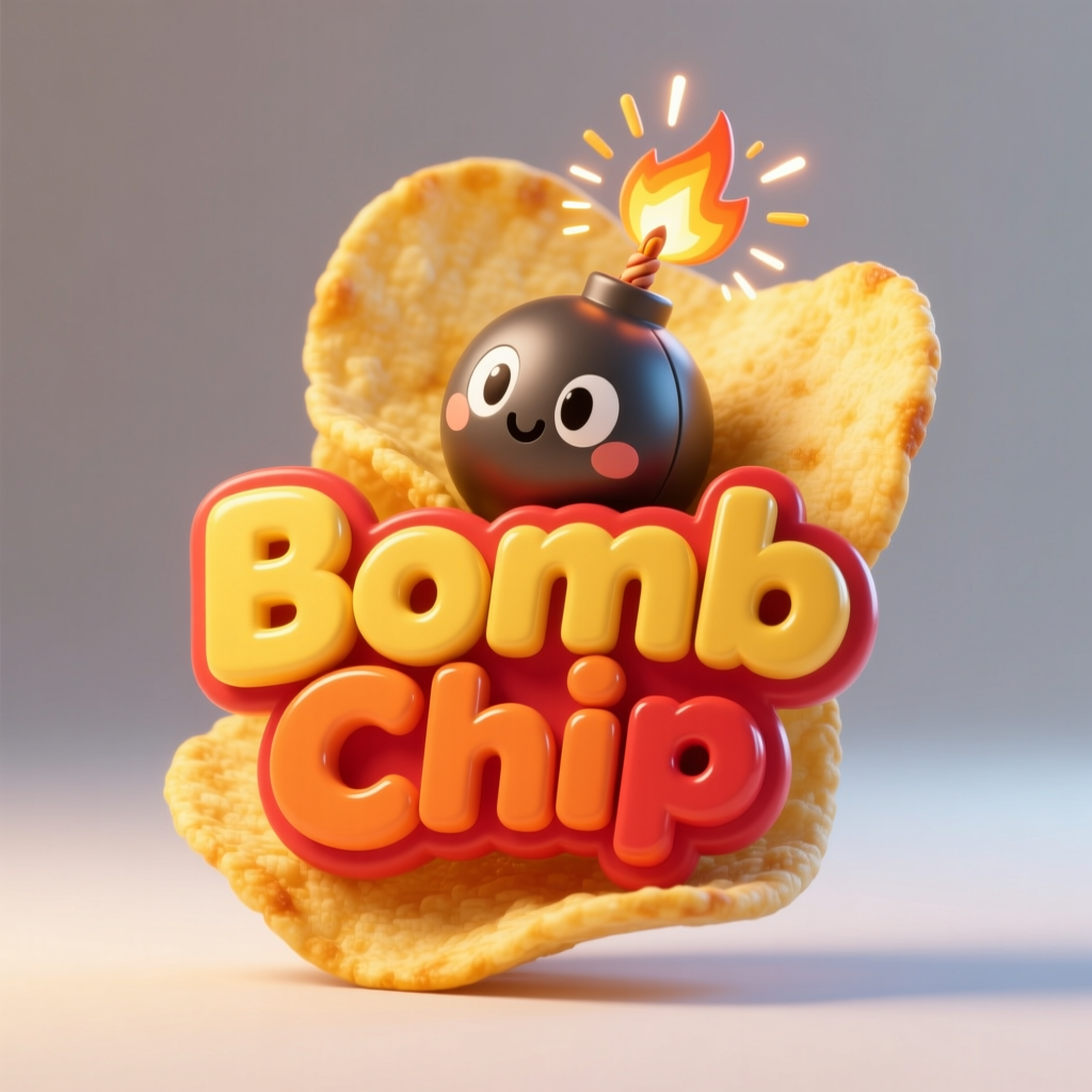Cute Bomb Chip Game Logo with Playful Design