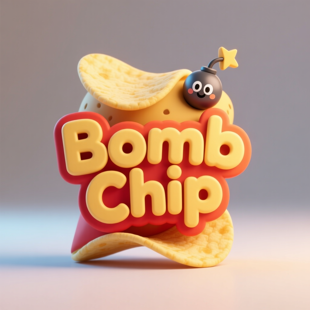 Cute Bomb Chip Logo Prototype with Playful Design