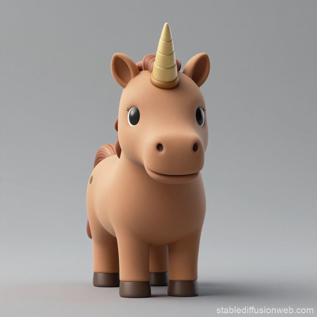 Cute Brown Unicorn Figurine with Simple Design