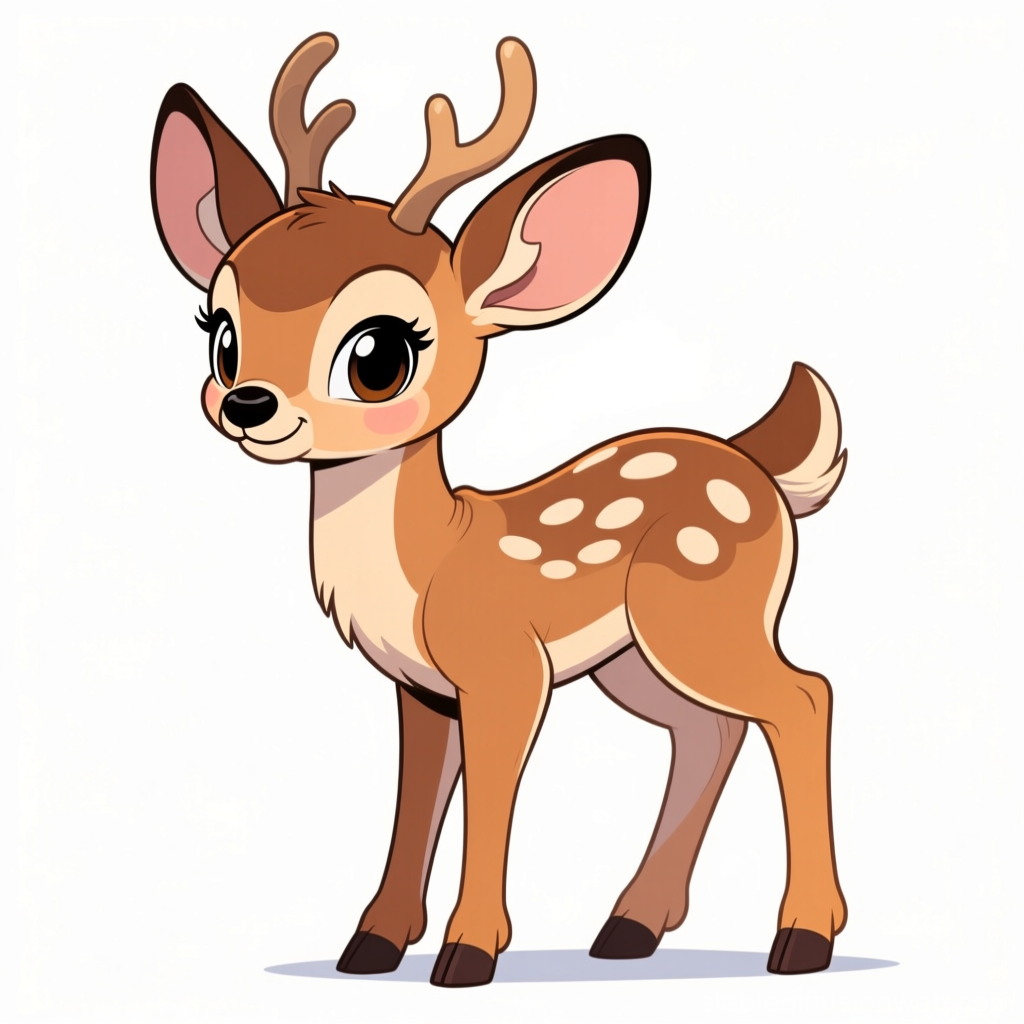 Cute Cartoon Baby Deer with Big Eyes