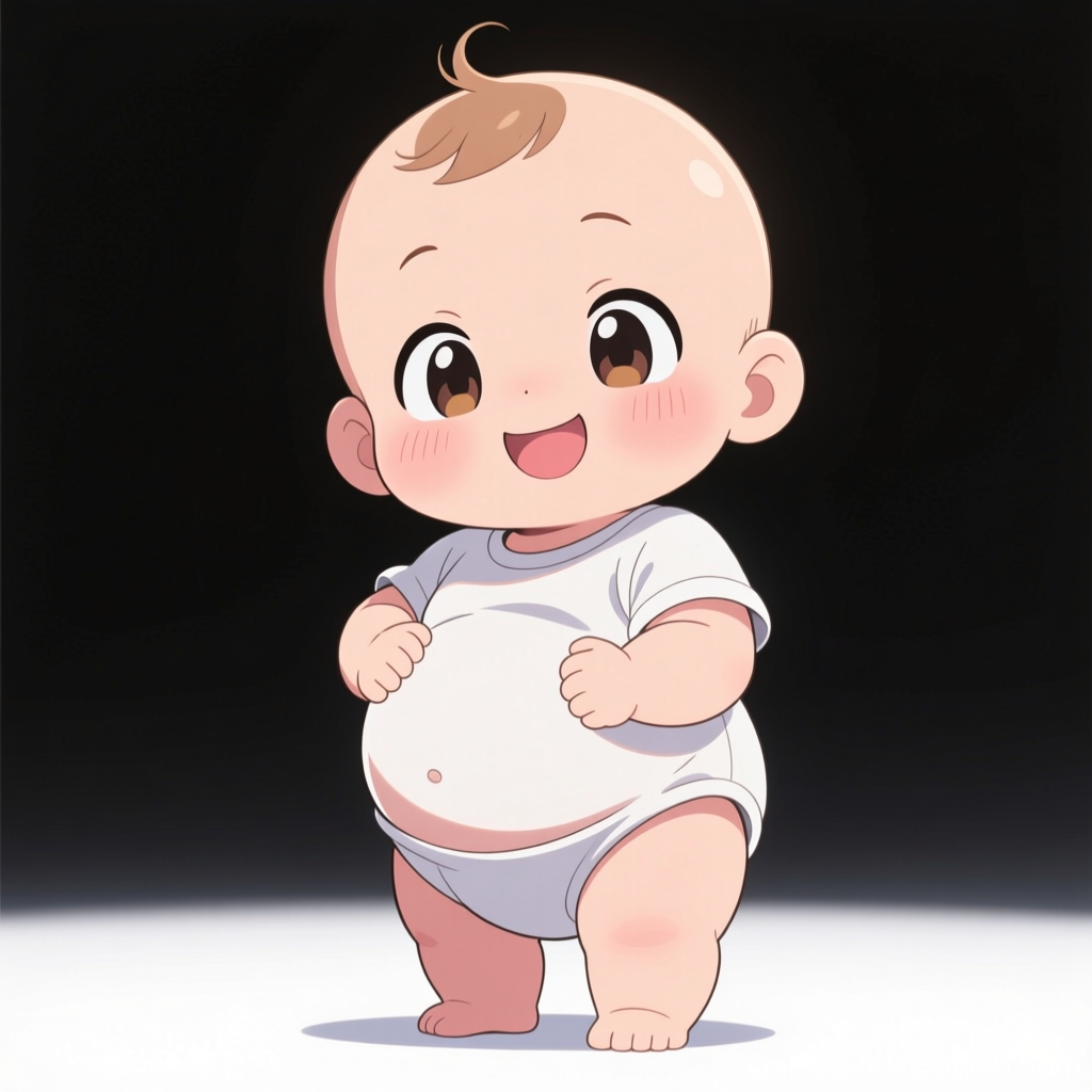 Cute Cartoon Baby Standing Cheerfully
