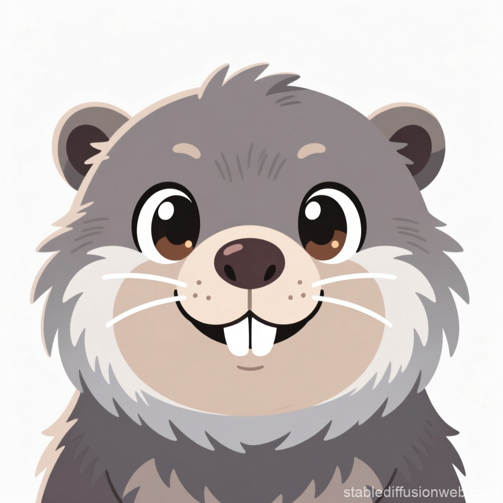 Cute Cartoon Beaver Portrait Illustration