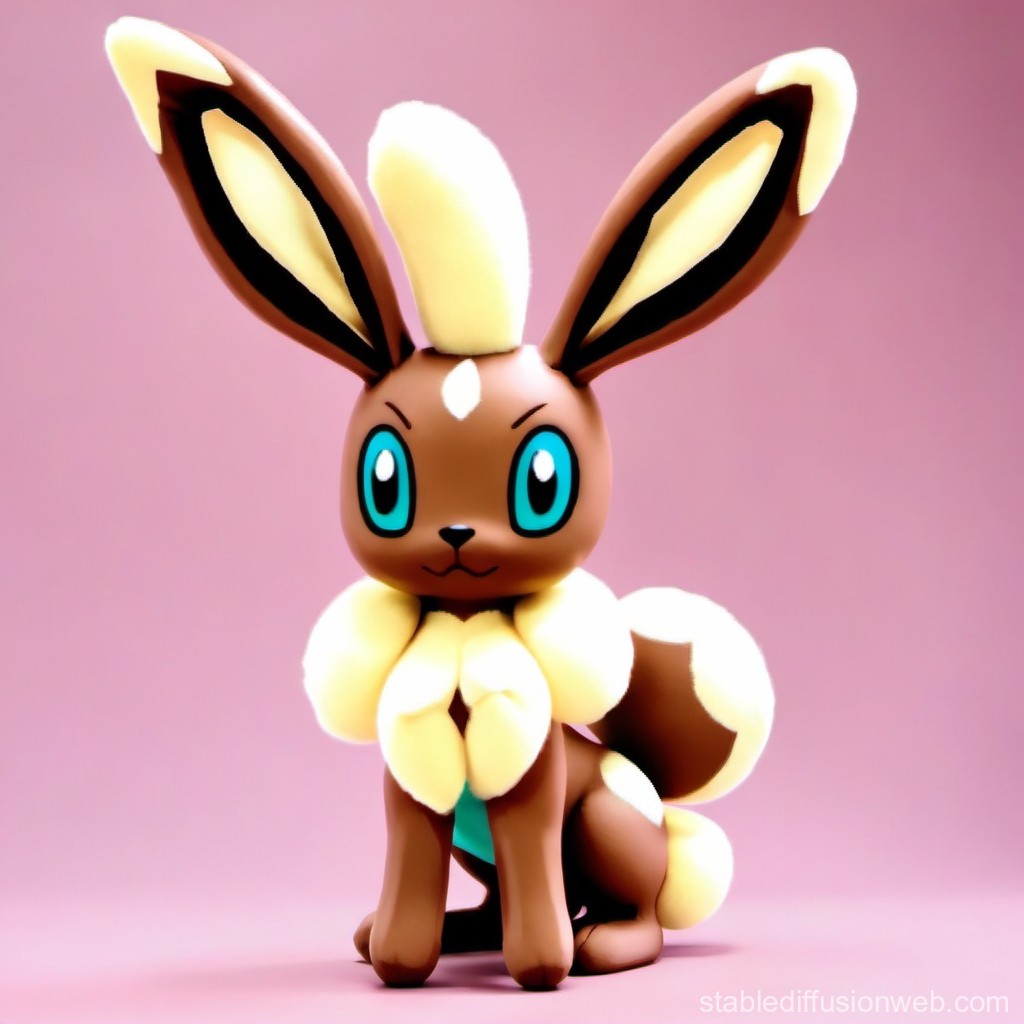 Cute Cartoon Bunny Character with Large Blue Eyes