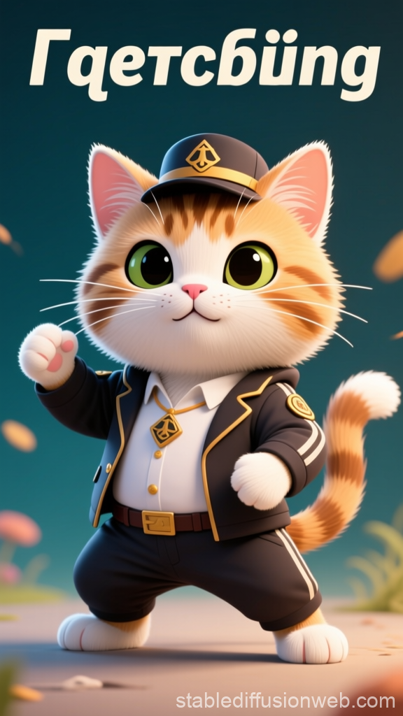 Cute Cartoon Cat in Stylish Uniform