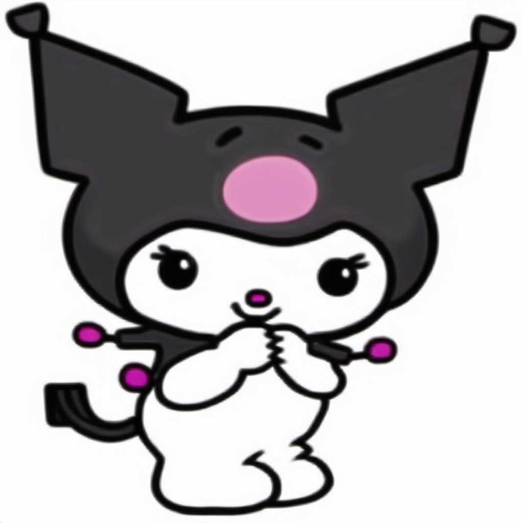 Cute Cartoon Character with Black Hat and Pink Accents