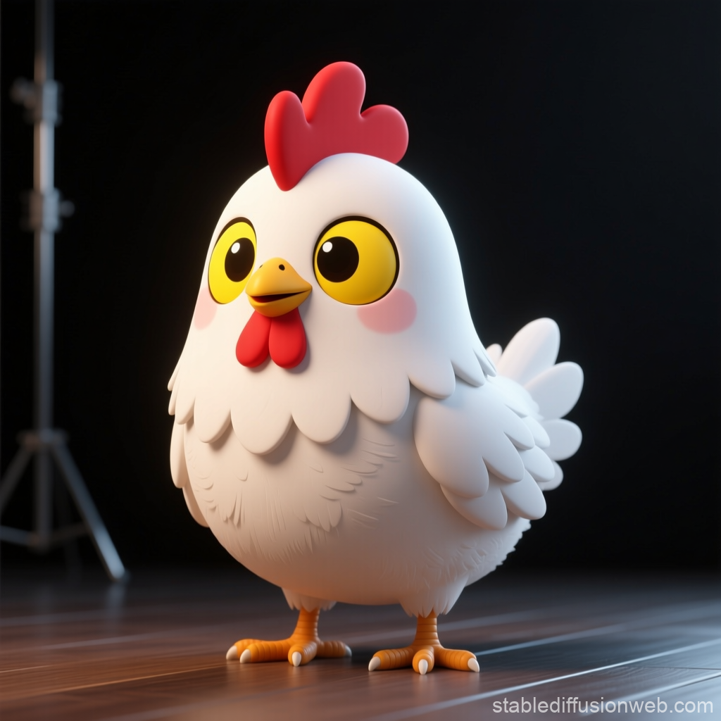 Cute Cartoon Chicken 3D Render
