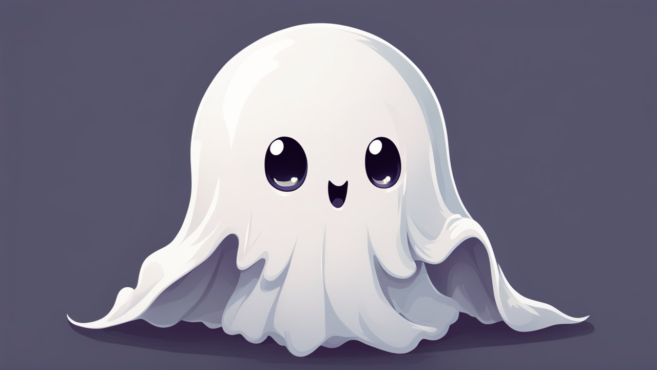 Cute Cartoon Ghost with Big Eyes