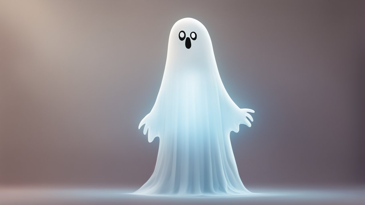 Cute Cartoon Ghost with Surprised Expression