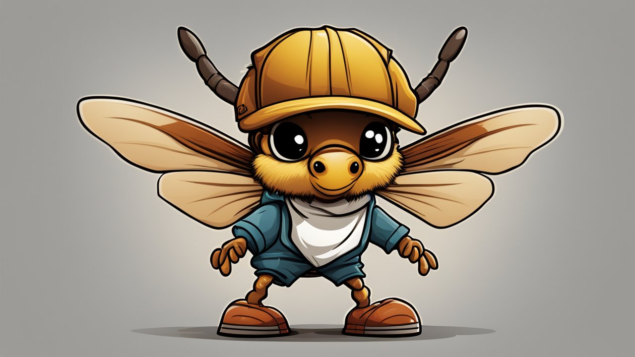 Cute Cartoon Hornet Wearing Construction Helmet