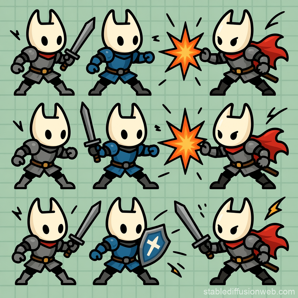 Cute Cartoon Knights in Action Poses