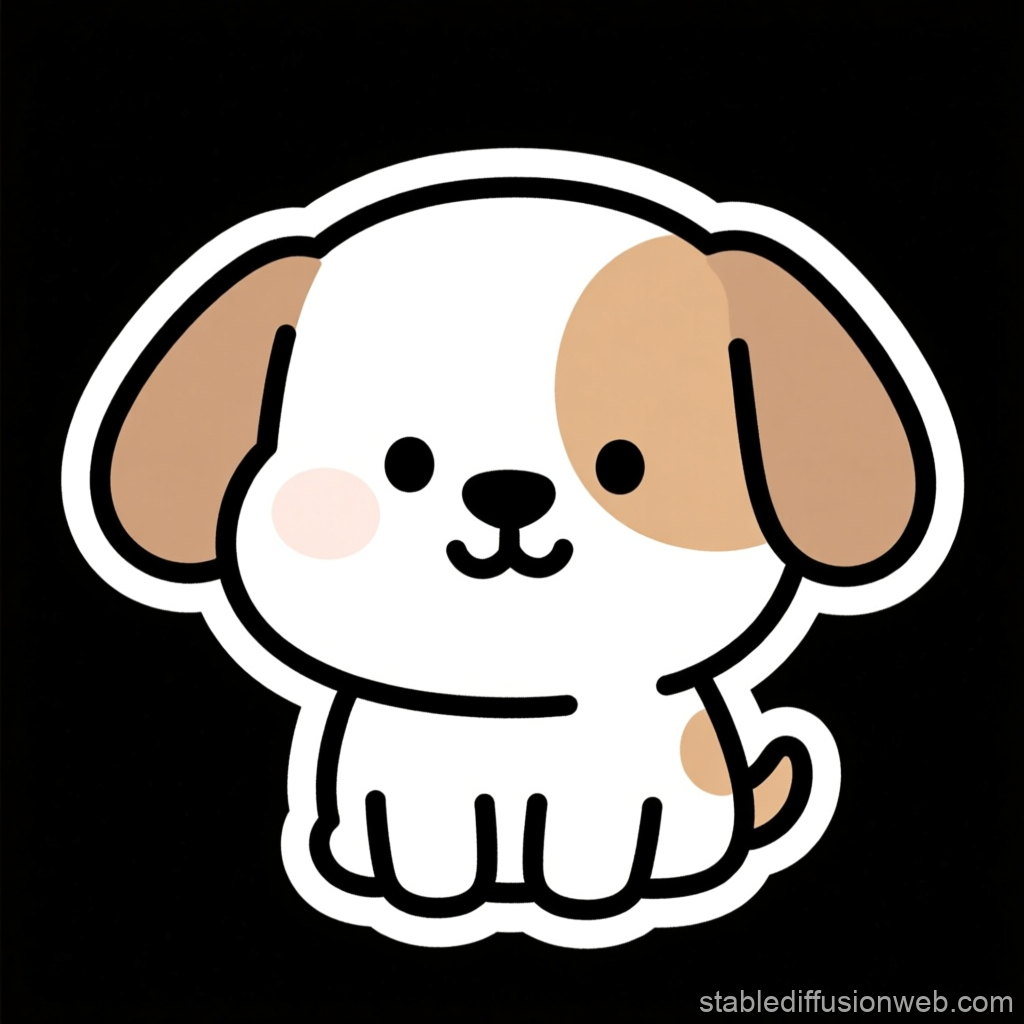 Cute Cartoon Puppy with Brown Spots