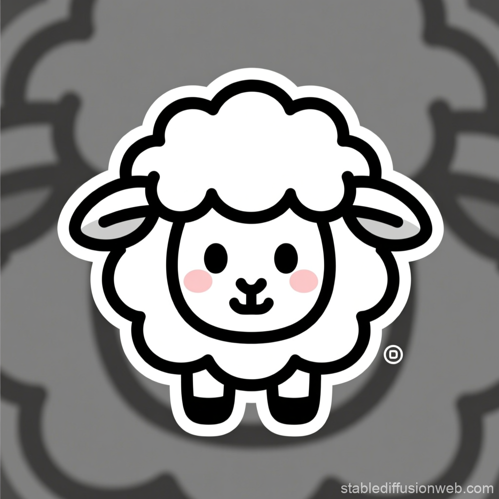 Cute Cartoon Sheep Line Art Logo