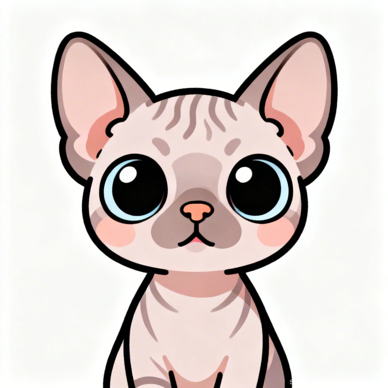 Cute Chibi Sphynx Cat with Big Eyes