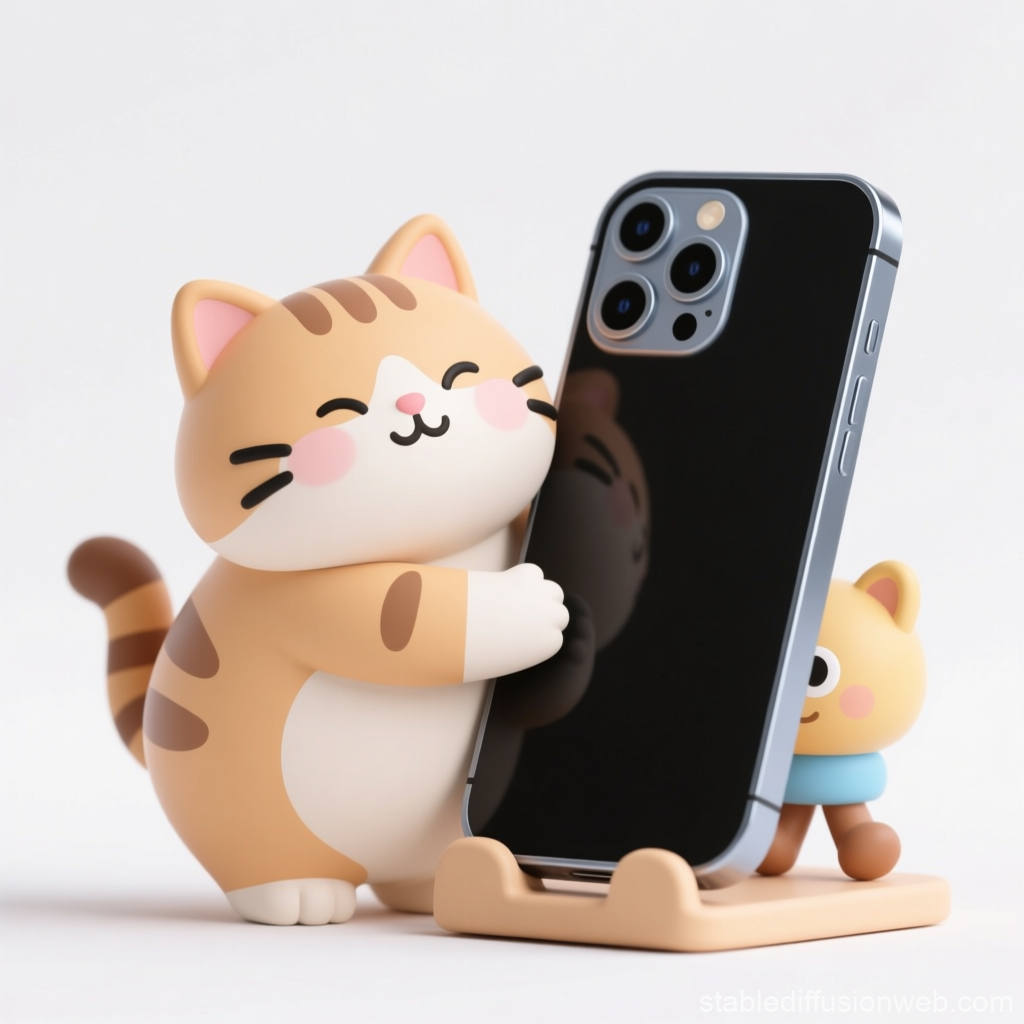 Cute Chubby Cat Hugging Smartphone Holder