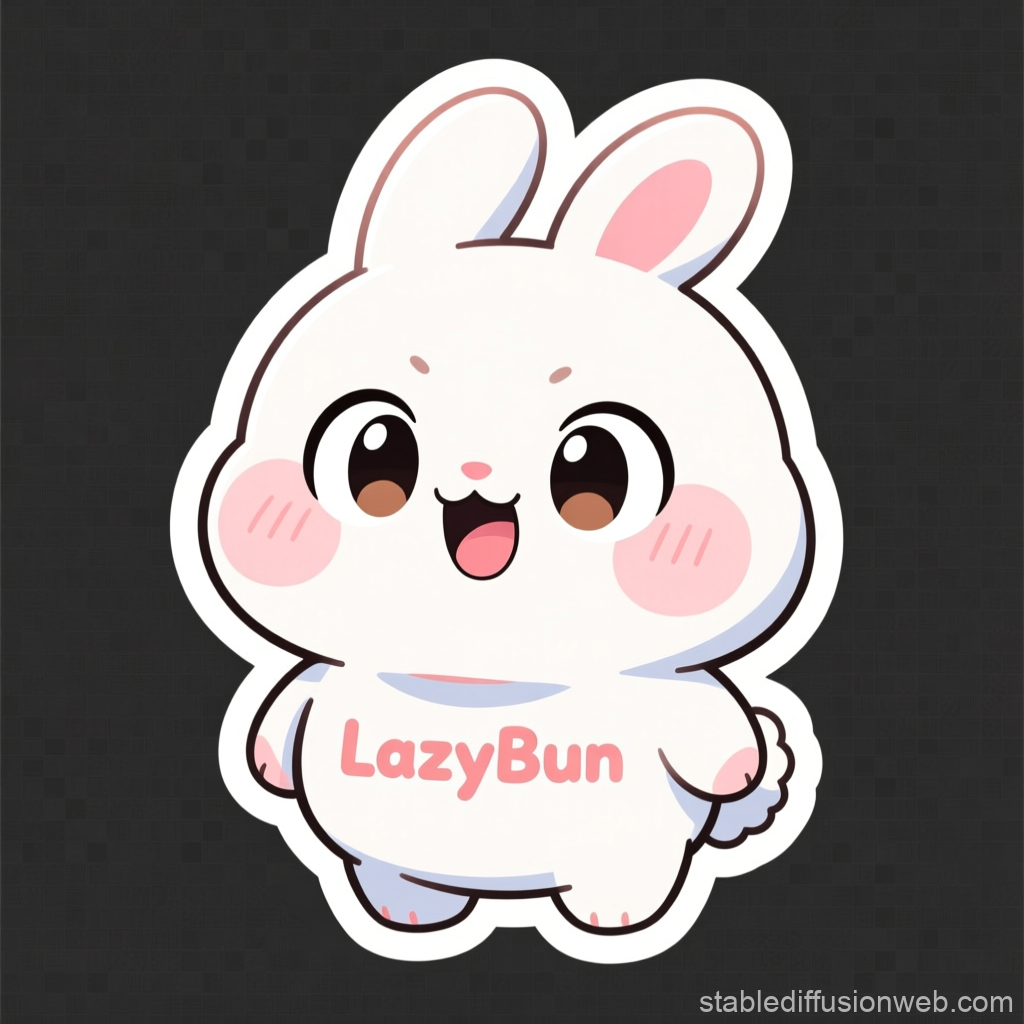 Cute Chubby White Bunny Character LazyBun
