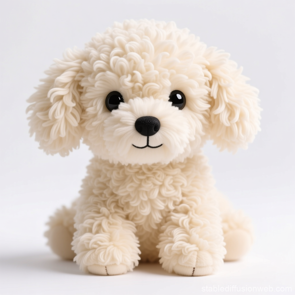 Cute Cream Poodle Plush Toy with Curly Fur
