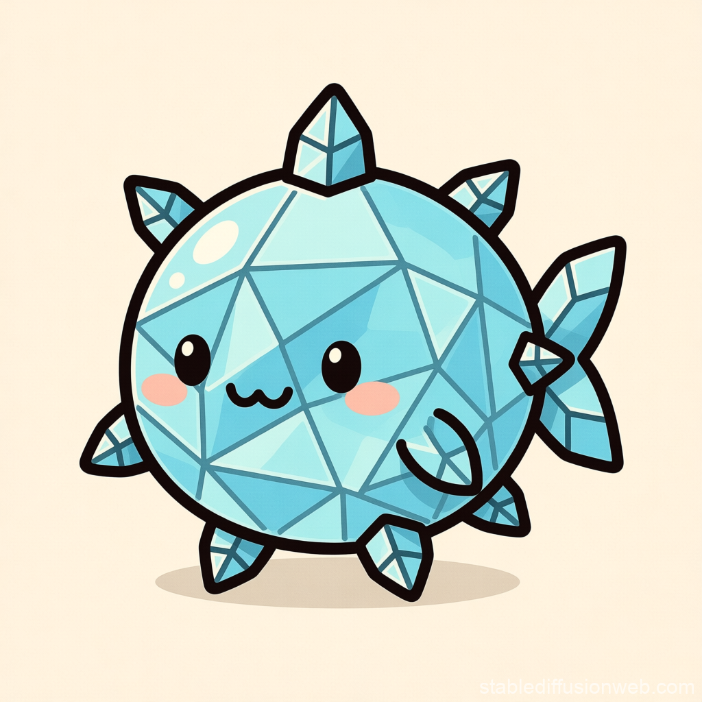 Cute Crystal Blob Fish Cartoon Character