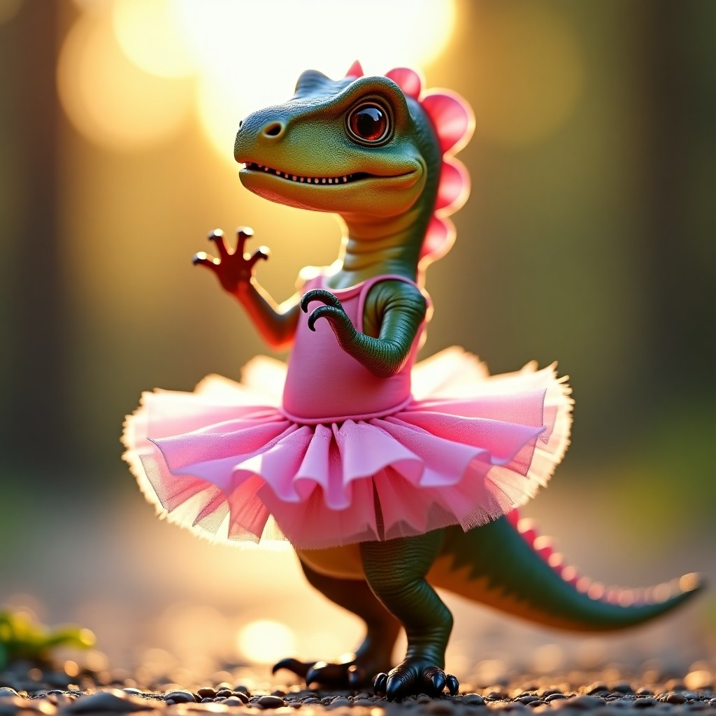 Cute Dinosaur in Pink Ballerina Tutu