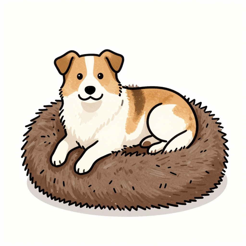 Cute Dog Relaxing on a Fluffy Bed