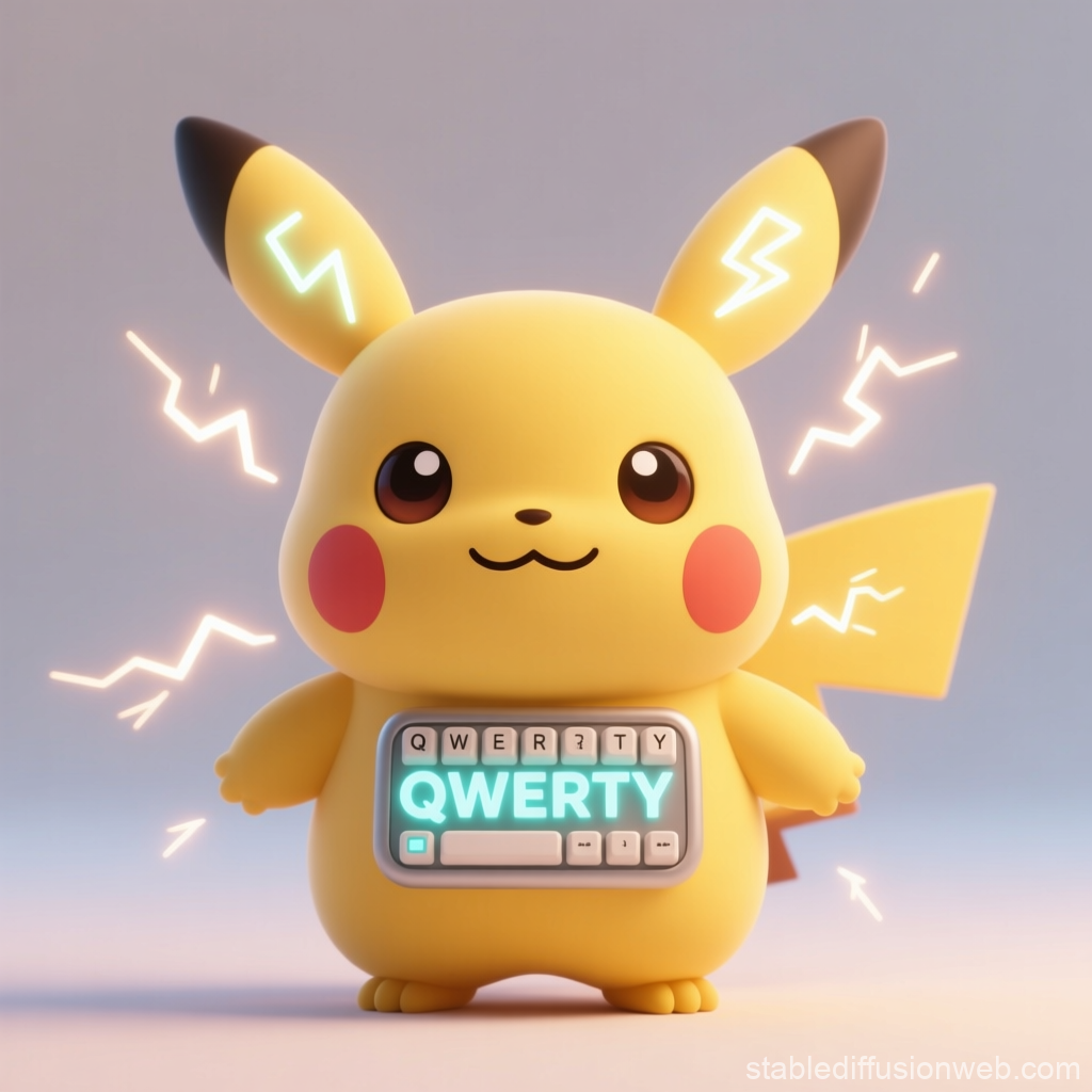Cute Electric Mascot with QWERTY Keyboard Display
