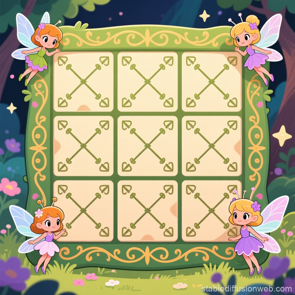 Cute Fairy Tic-Tac-Toe Board in Enchanted Forest