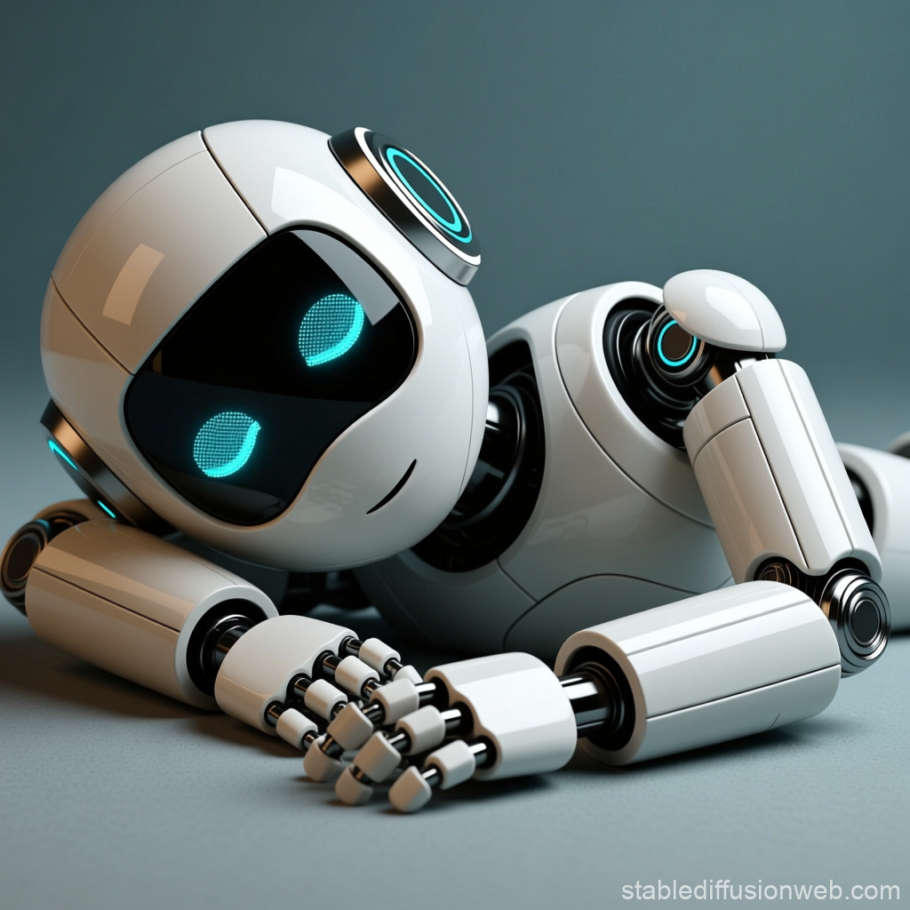 Cute Futuristic Robot Resting Peacefully
