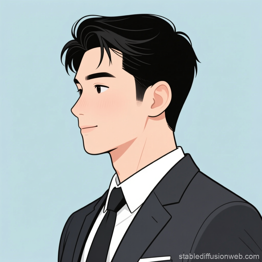 Cute Illustration of a Businessman in Profile