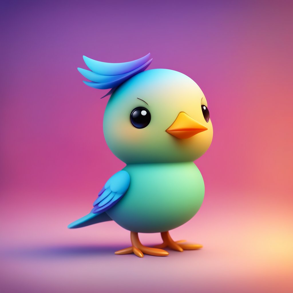 Cute Little Colorful Bird Character