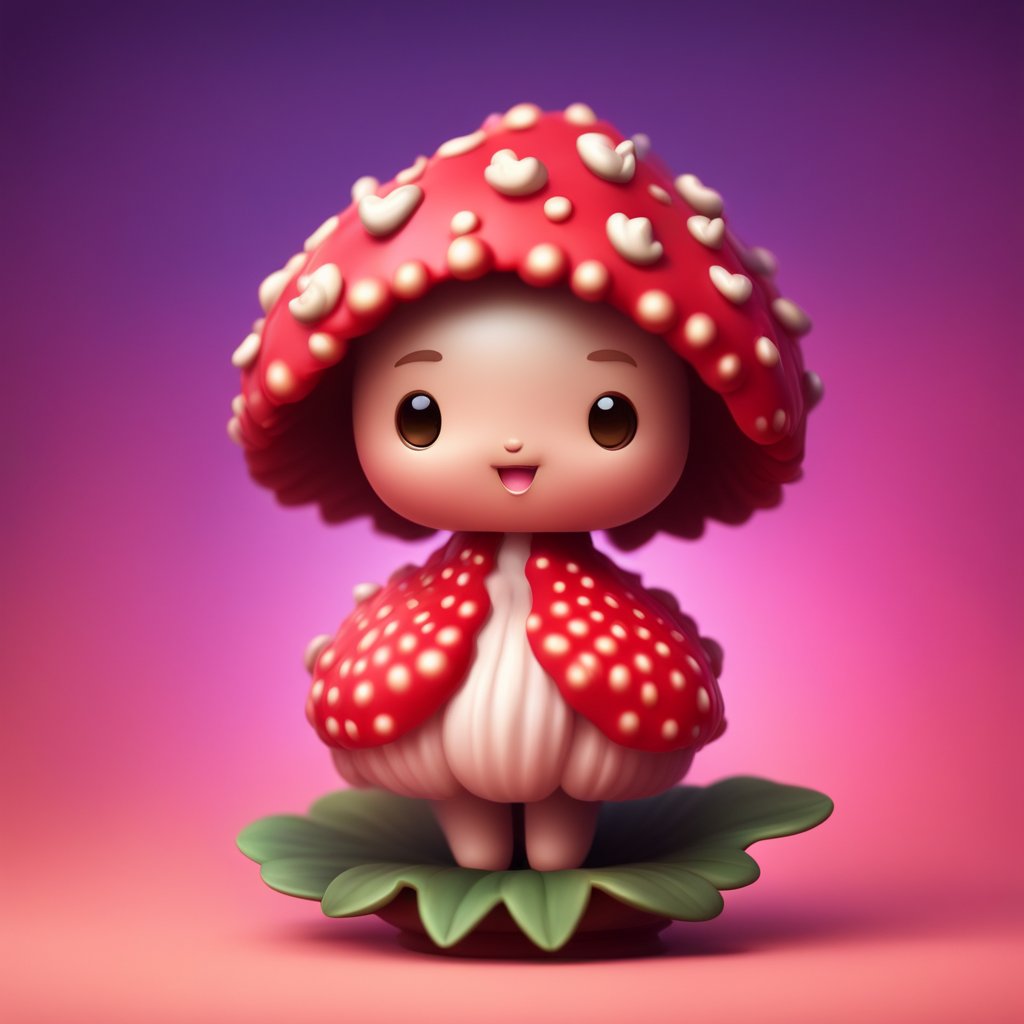 Cute Little Mushroom Figurine with Red Cap