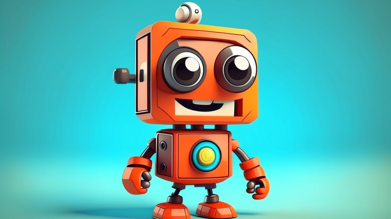 Cute Orange Cartoon Robot with Big Eyes