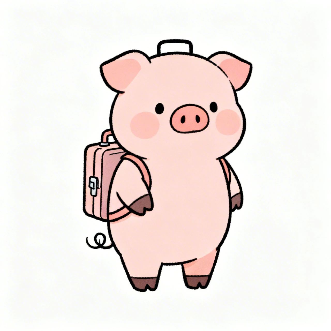Cute Pig with Backpack Illustration