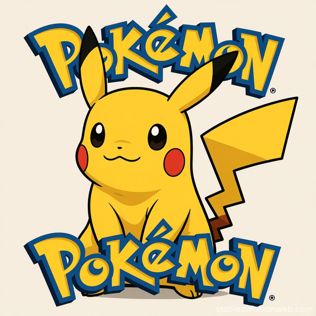 Cute Pikachu with Pokémon Logo