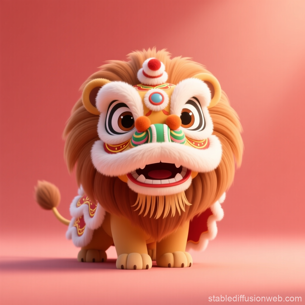 Cute Pixar-Style Lion Dance Character