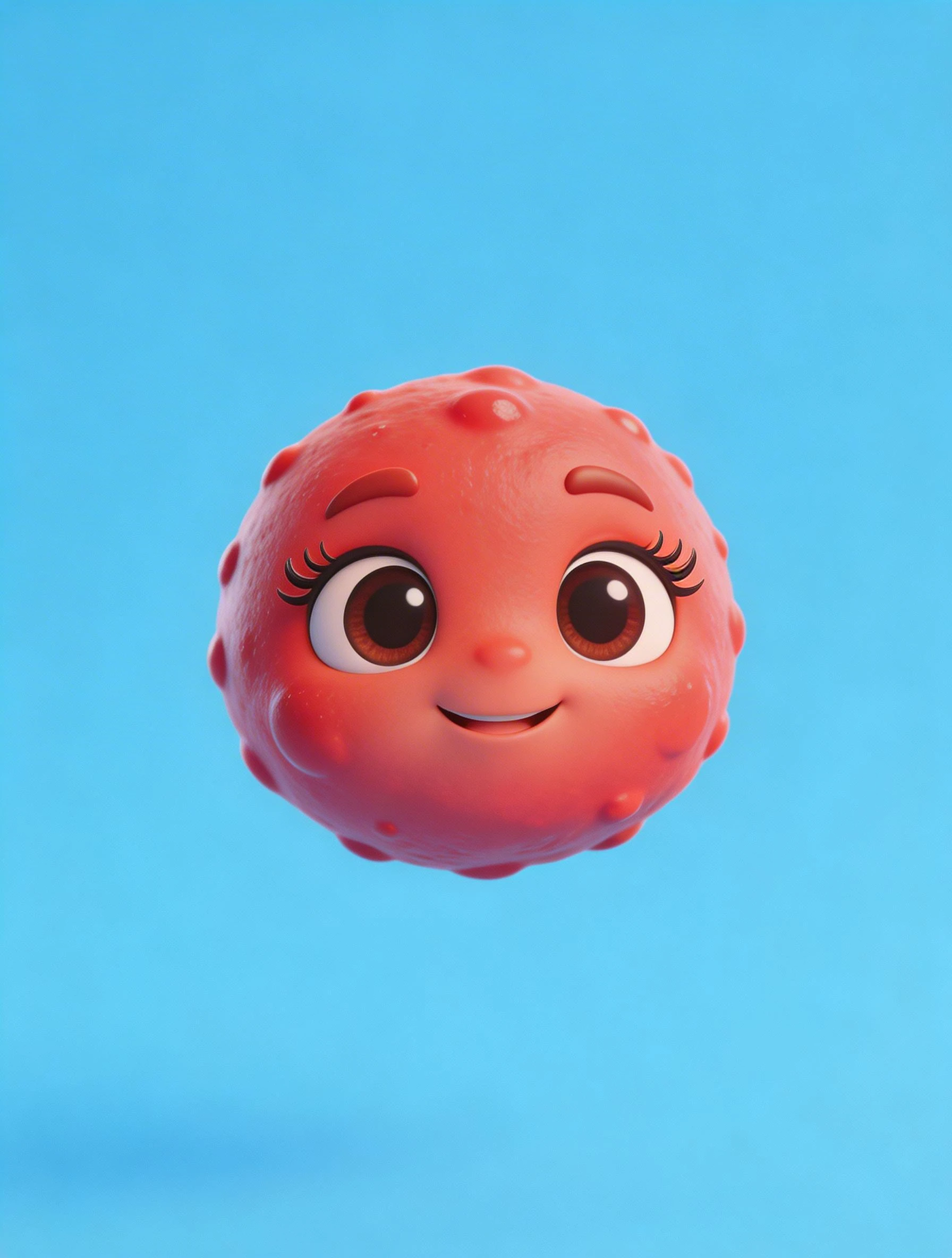 Cute Red Pimple Cartoon Character with Big Eyes