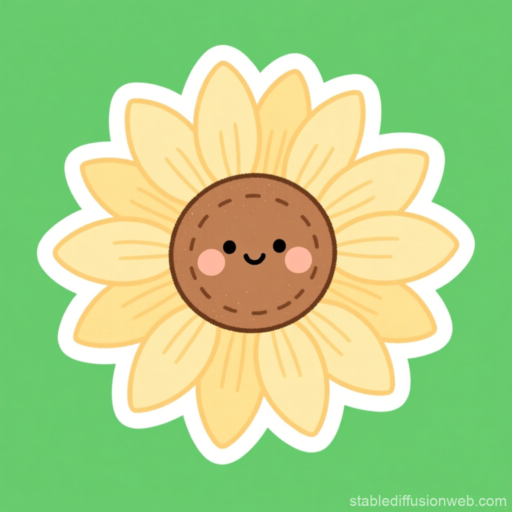Cute Smiling Sunflower Sticker Illustration