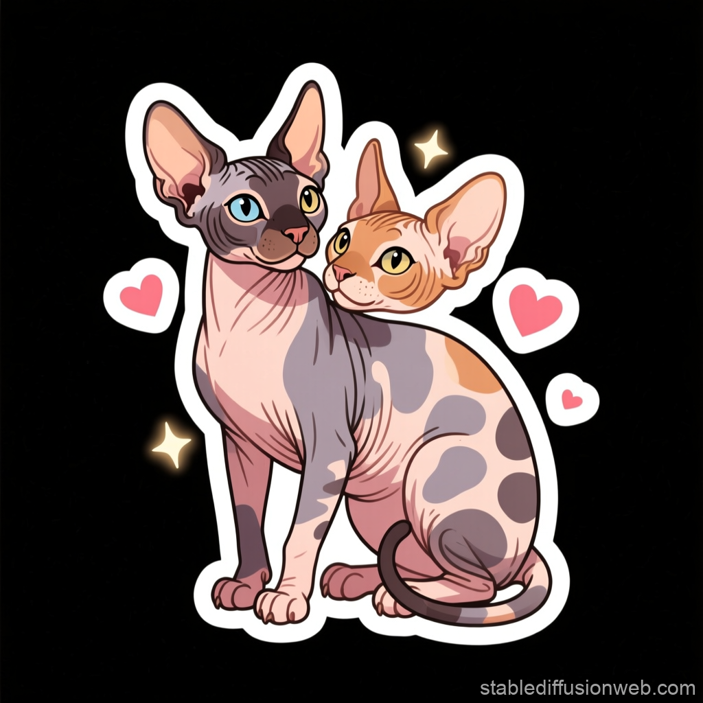Cute Sphynx Cats Sticker Design