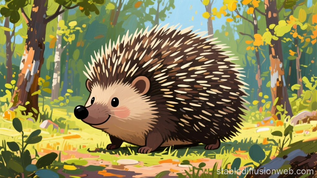 Cute Thick Hedgehog in a Vibrant Forest